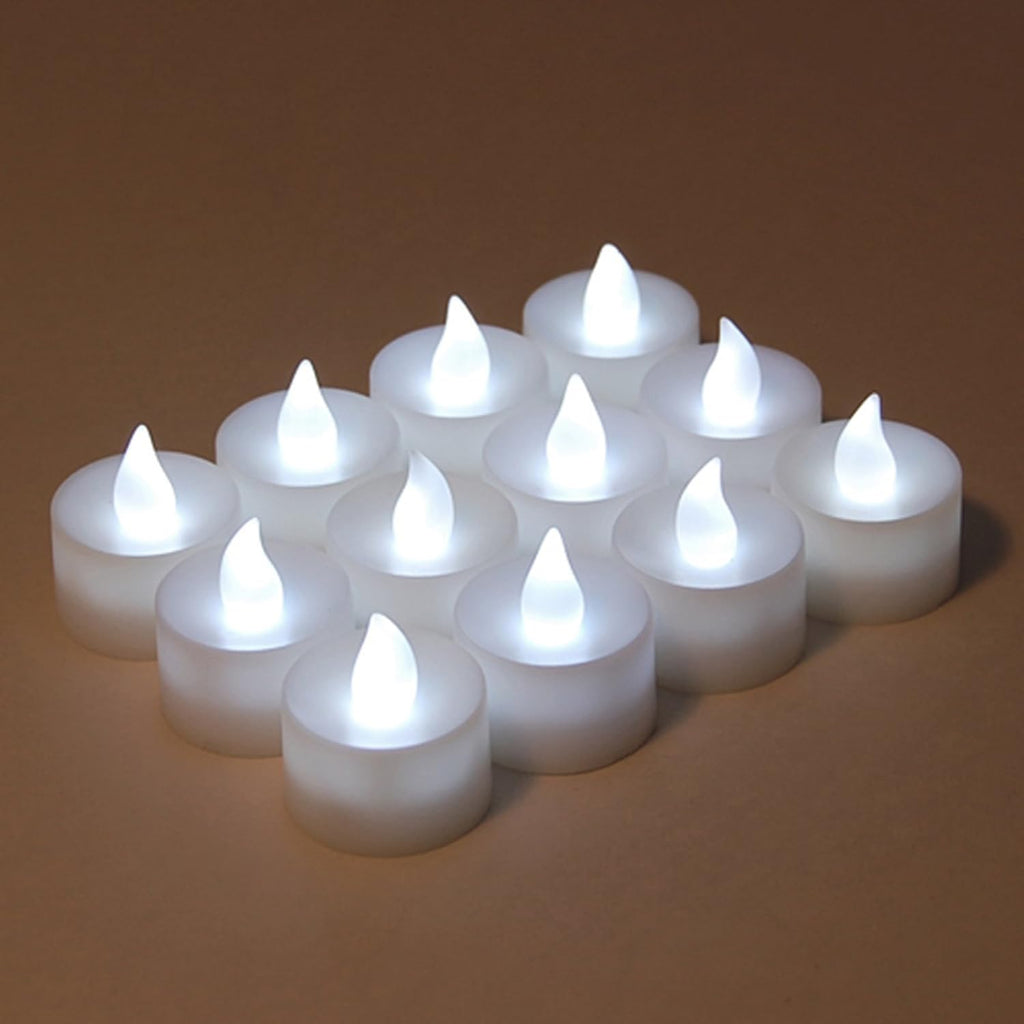 LumaBase Battery Operated Tea Light Candles, Red - Set of 12