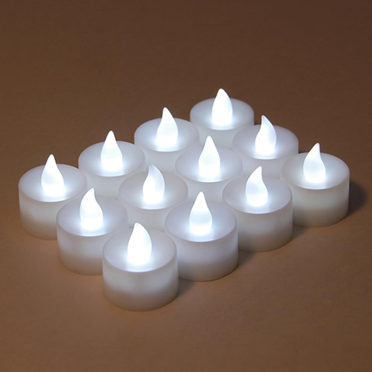 LumaBase Battery Operated Tea Light Candles, Red - Set of 12