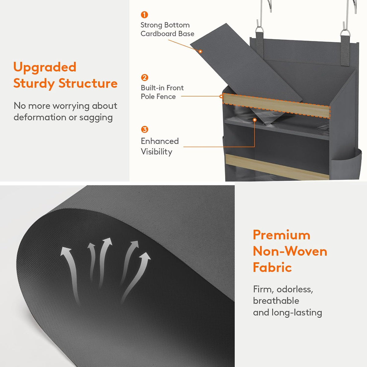 Lifewit 1 Pack Over the Door Organizer,10 Section Hanging Storage,Dark Gray