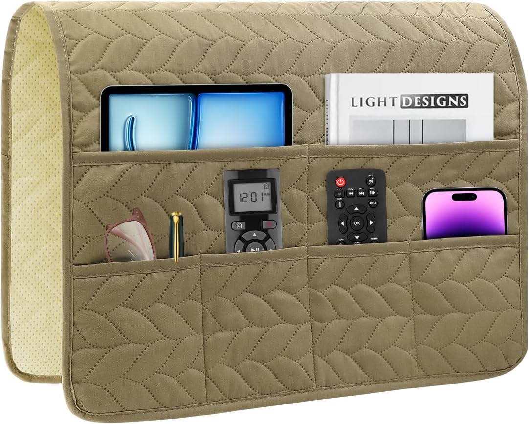 Sofa Armrest Organizer Armchair Caddy for Recliner, Khaki