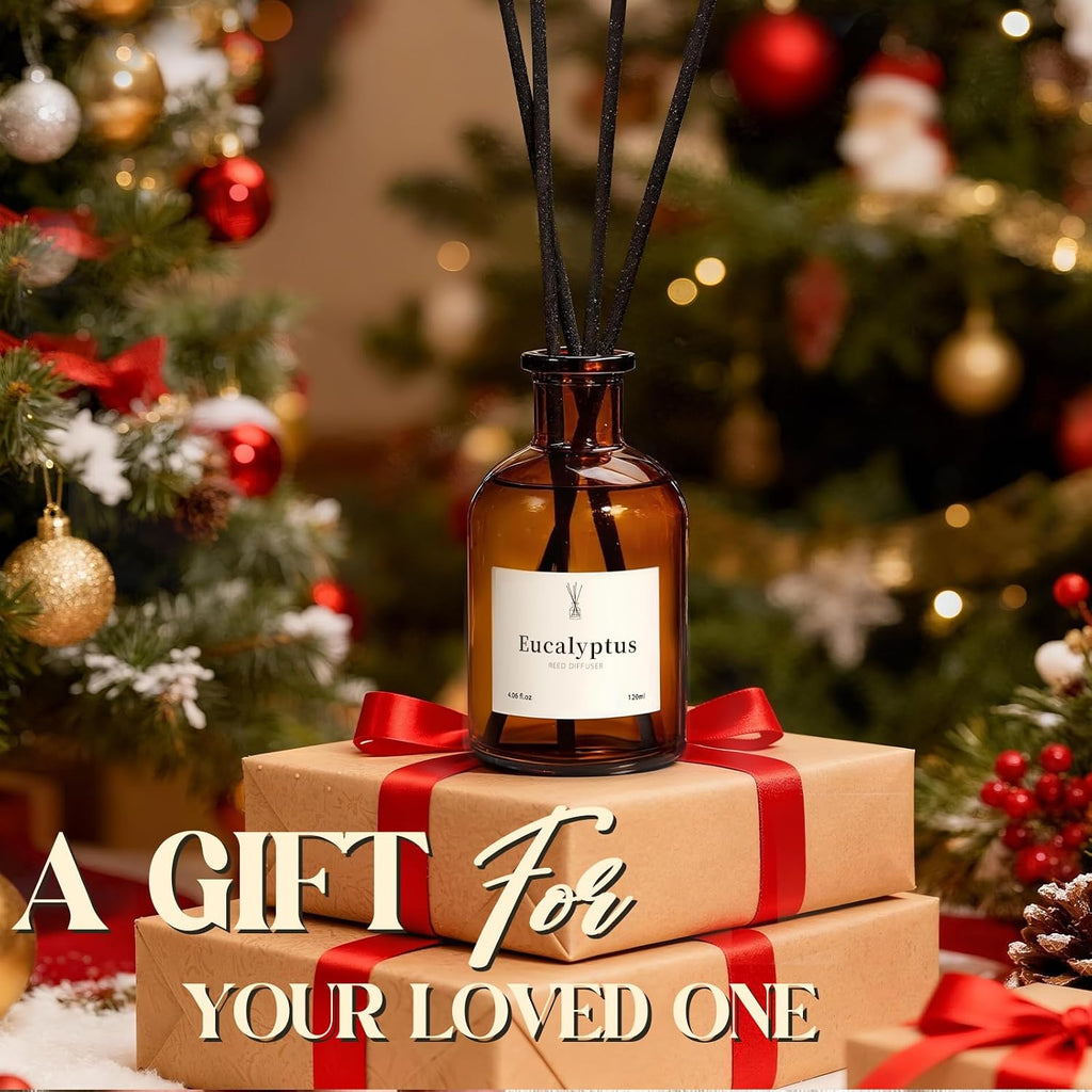 Balsam Cedar Reed Diffuser Set - Includes Reed Diffuser Sticks, 2 Pack Fragrance Oil and Glass Bottle, Reed Diffusers for Home Bathroom Shelf Decor & Gift, Air Fresheners (8.12 fl.oz)