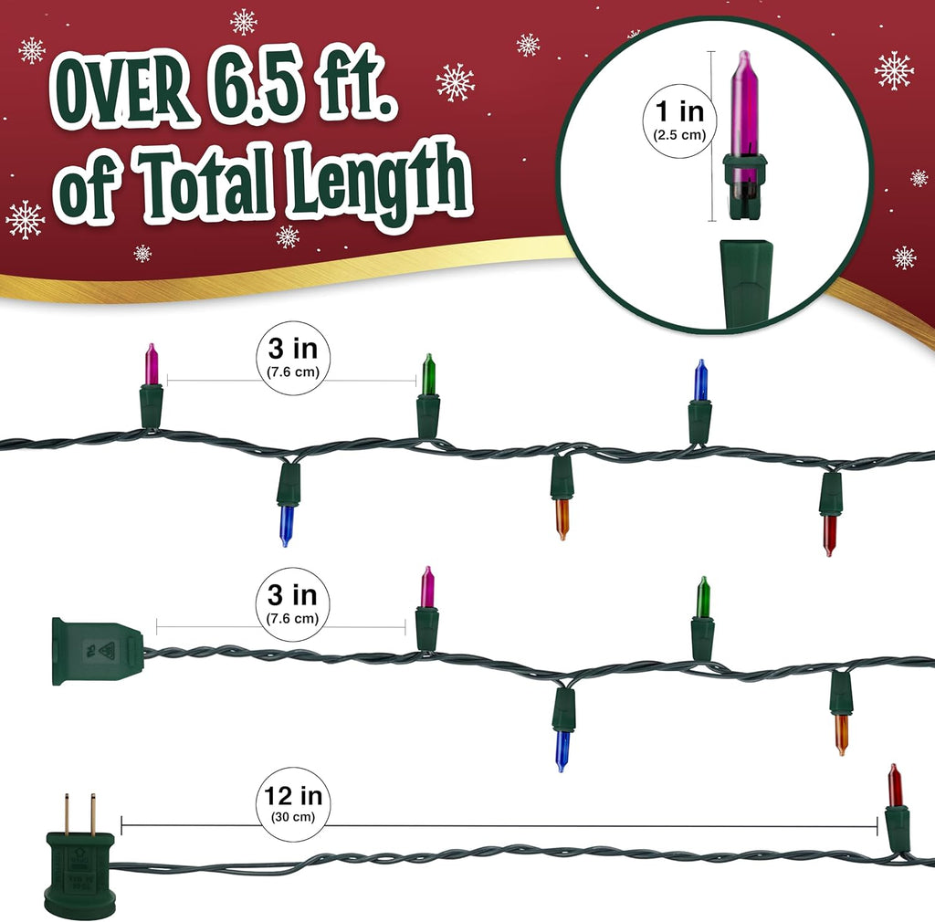 Christmas Lights for Tree - 35 Colored Warm Xmas Lights | 6.6 Feet Long
