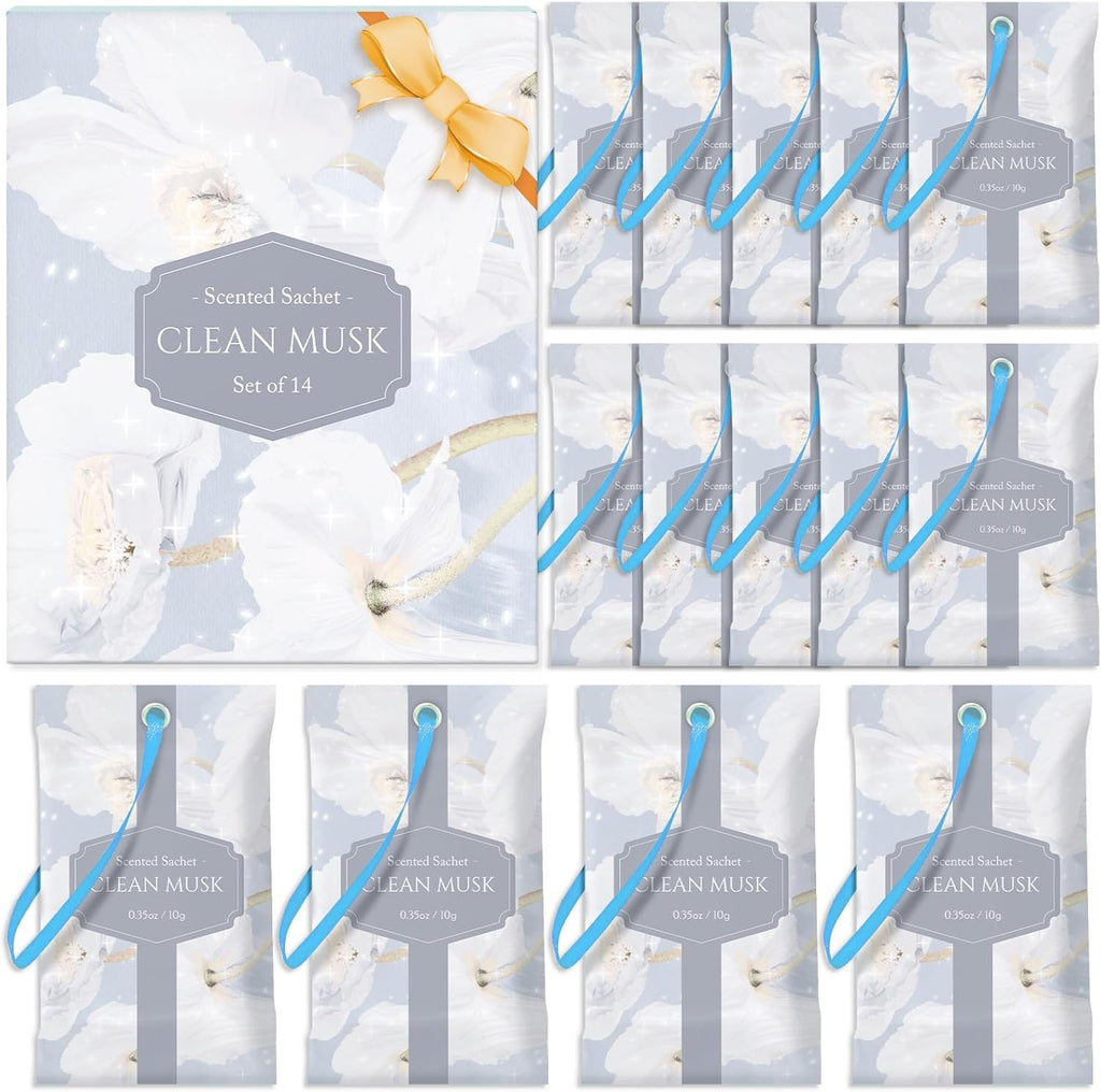 STRN Scented Sachets for Drawer and Closet, Clean Musk Scent 14-Pack