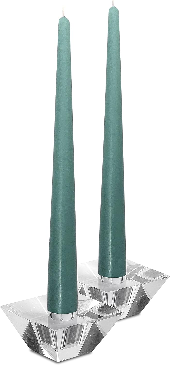 Hyoola Tall Taper Candles - 12 Inch Sage Green Unscented Dripless Taper Candles - 10 Hour Burn Time - 12 Pack