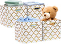 Posprica 11x11x11 Storage Cube Bins, Collapsible Storage Bins Fabric Storage Cubes Organizer Baskets Box Drawers for Shelves, Closet, Wardrobe, Bookshelf, Cabinet, Cream/Gold Lantern, 4 Pack