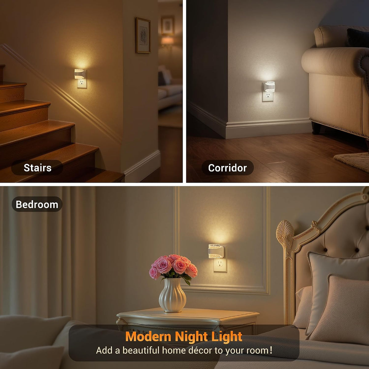 JandCase LED Night Light, Bubble Night Lights Plug into Wall Auto, 3 Color