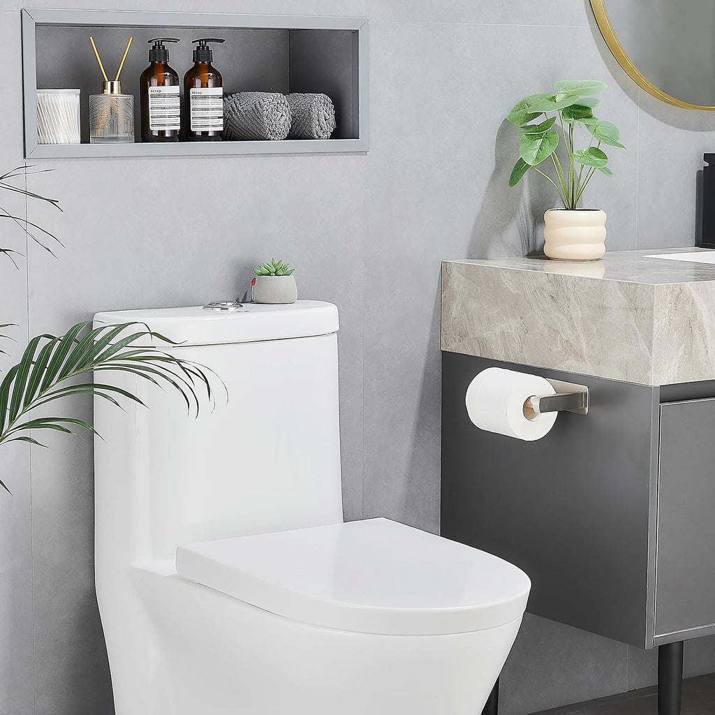 Pokim Brushed Nickel Toilet Paper Holder,Self Adhesive or Screw Wall Mount Toilet Roll Holder Stainless Steel Double Post Tissue Holder for Bathroom,Commercial Toilet Paper Dispenser