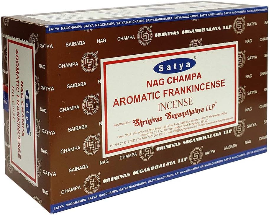 Satya 01344 Aromatic Frankincense Incense Sticks, 12 Packs x 15g, us:one Size