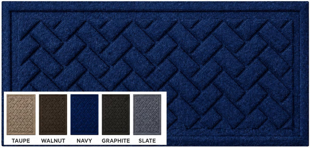 Artisan Entry Boot Tray Brick Design, Indoor Mats for Entryway, Durable & Easy to Clean Tray for Boots, Anti-Slip & Water-Resistant for Front Room, Made in The USA, 15" x 36", Navy, by Mats Inc.