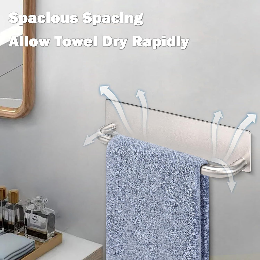 Livabber Self Adhesive Hand Towel Holder- 304 Stainless Steel Hand Towel Bar for Bathroom Kitchen Stick on Wall, Towel Ring No Drilling, 9 Inch (Brushed Nickel)