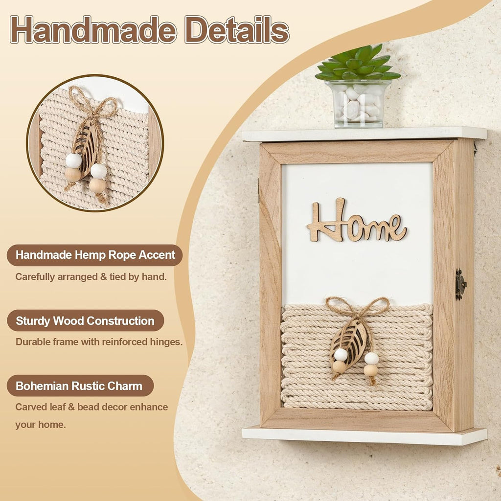 Key Holder for Wall, 6 Hooks Key Rack Wall Mount Decorative Key Box Holder