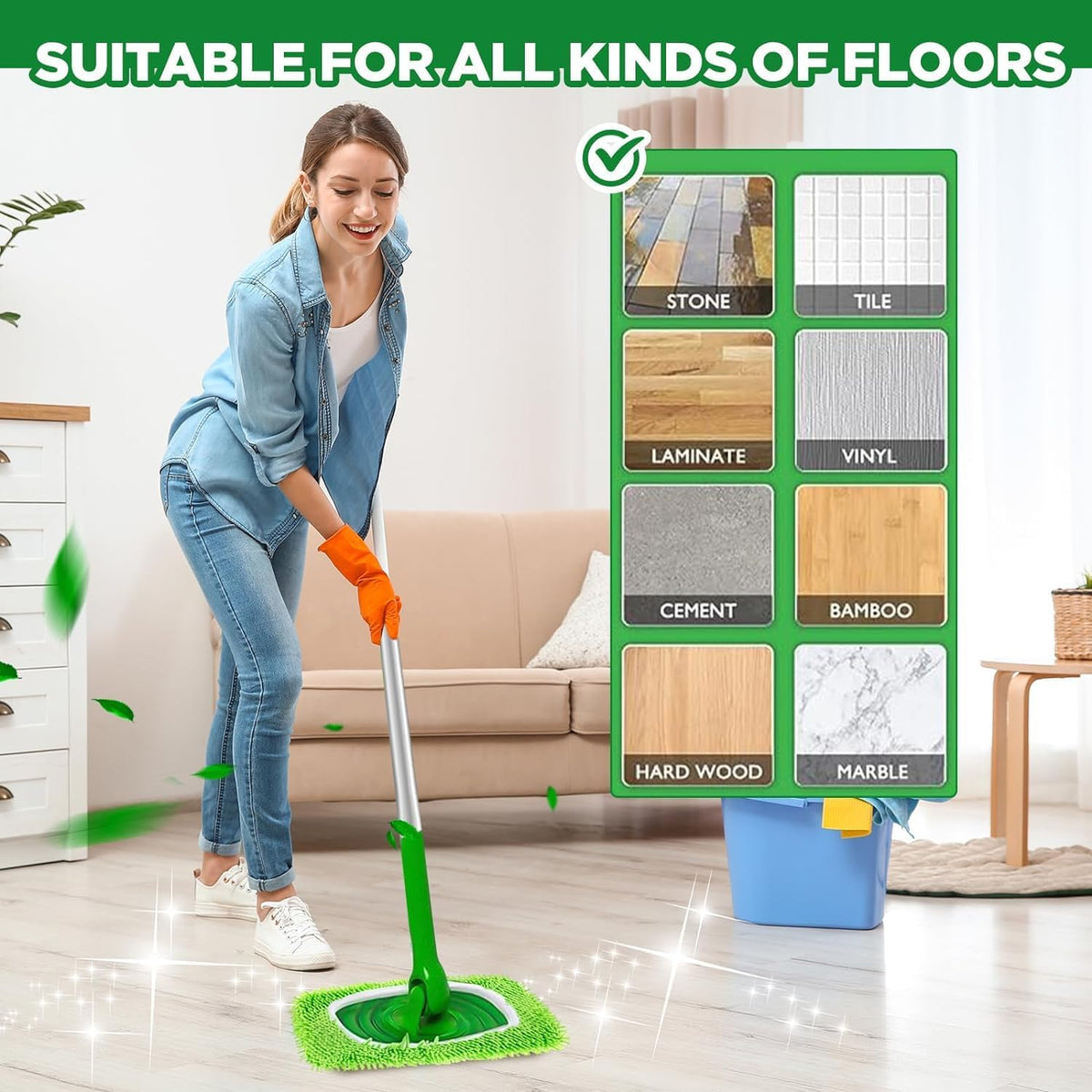 4PCS Reusable Microfiber Mop Pads for Swiffer Sweeper(Mop not Include)