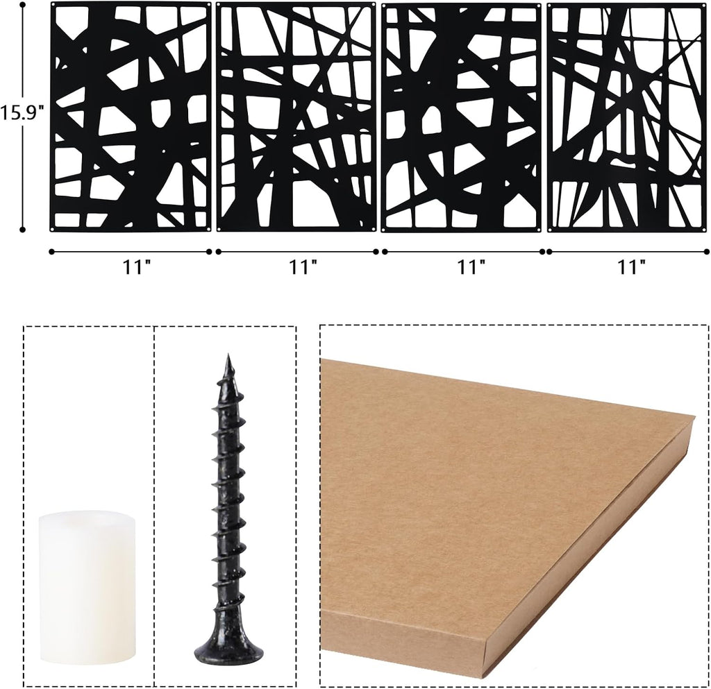 Bdor Black Metal Wall Art Panels Set of 4 Modern Geometric Wall Decor