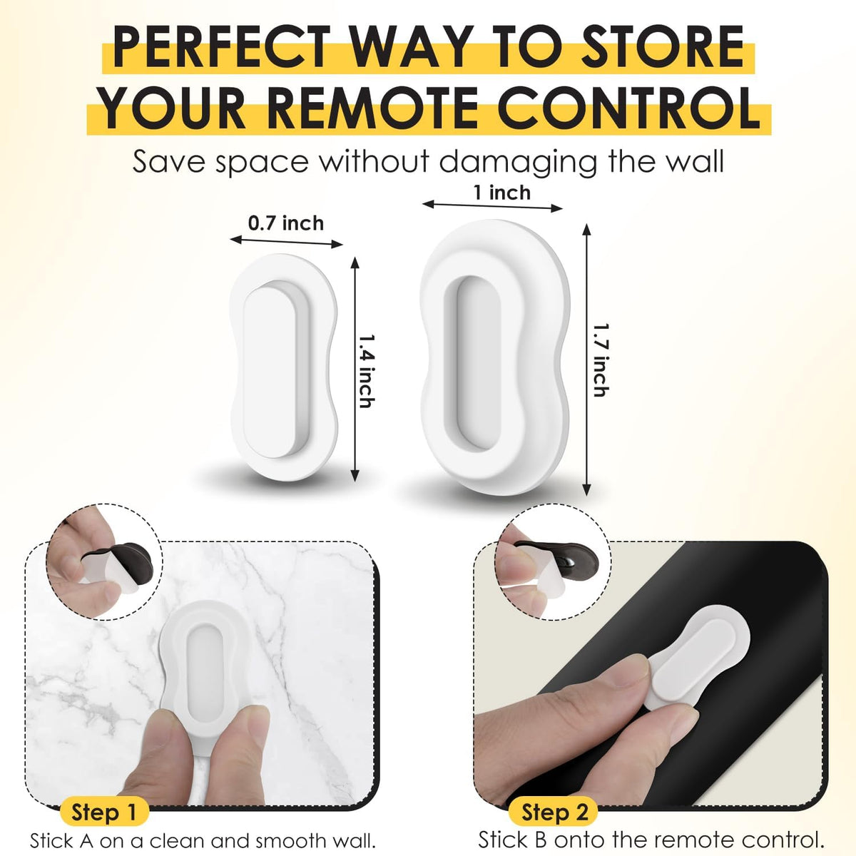 HOTEC 6 Pack Magnetic Remote Control Holder Wall Mount, Upgraded No Drill Self-Adhesive TV Remote Organizer, Universal Storage for TV, Fan, AC, Media & RV Accessories, White
