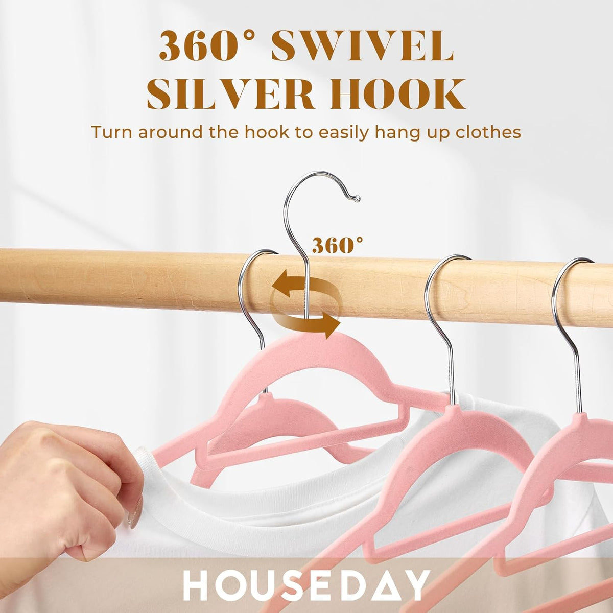 HOUSE DAY Premium Velvet Hangers 60 Pack, Non-Slip Hangers with Tie Bar