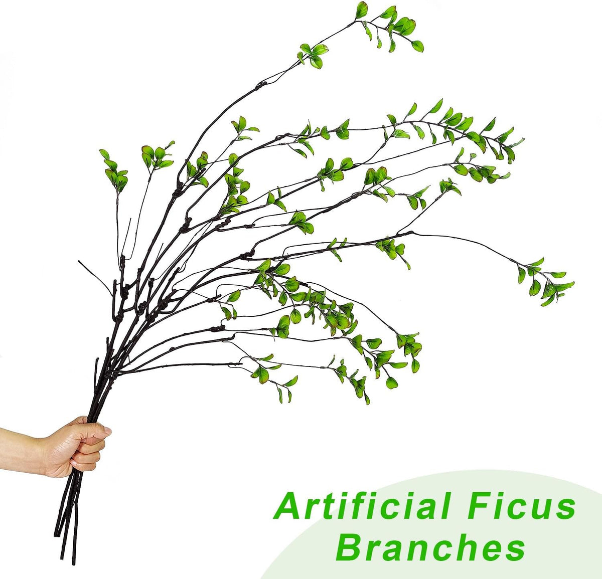 5 Pcs Artificial Ficus Branches for Vase, 38.5 Inch Faux Greenery Stems Realistic Flexible Faux Eucalyptus Stems Fake Plants for Office Home Tables Centerpieces Vase Filler Decoration