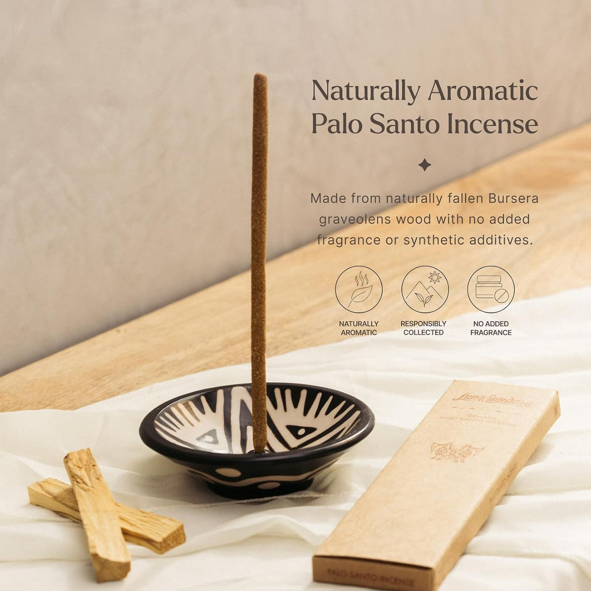 Luna Sundara Palo Santo Hand Rolled Incense Sticks, 6 Count