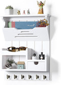 DOPACE Handcrafted Pine Wood Mail Organizer & Key Holder, White