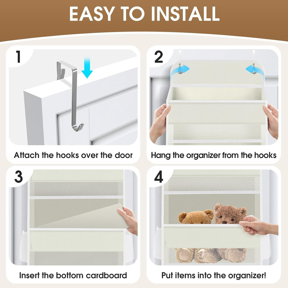 1Pack Over The Door Organizer Large Capacity Hanging Storage Room Organizer