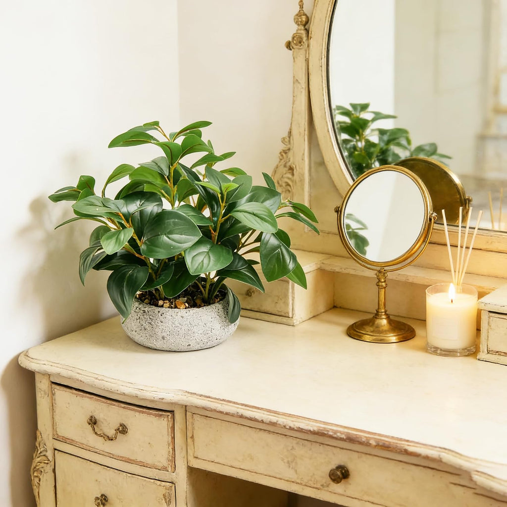 13" Realistic Fake Potted Plant Desk Office Bathroom Kitchen Shelf Decor