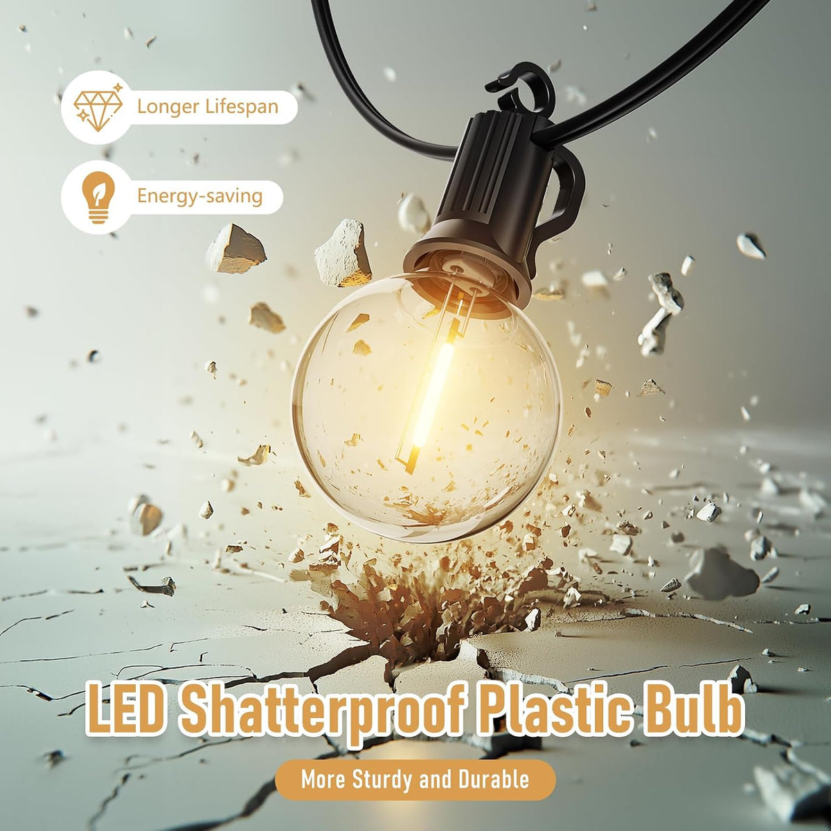 Brightown Outdoor String Lights, 35FT with 30 Bulbs, Waterproof Connectable