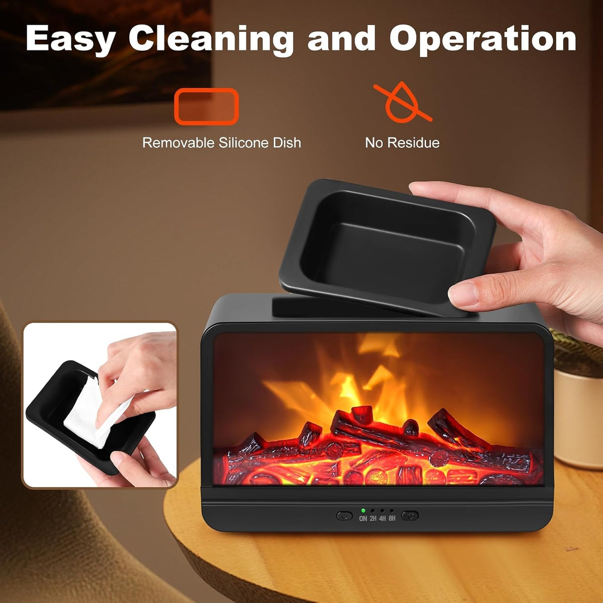 Flame Fireplace Wax Melt Warmer,Scentsy Wax Warmer with Timer, Electric Wax Warmer for Scented Wax with PTC Heating Plate, Wax Burner for Women Gifts & Home Decor(Black)