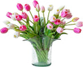 DUYONE 40Pcs Artificial Tulips Flowers, Soft Touch Realistic Latex Tulips Bouquet for Home Office Wedding Party Garden Decor, Fake Flowers for Dining Table Living Room Spring-B Peachblow Set