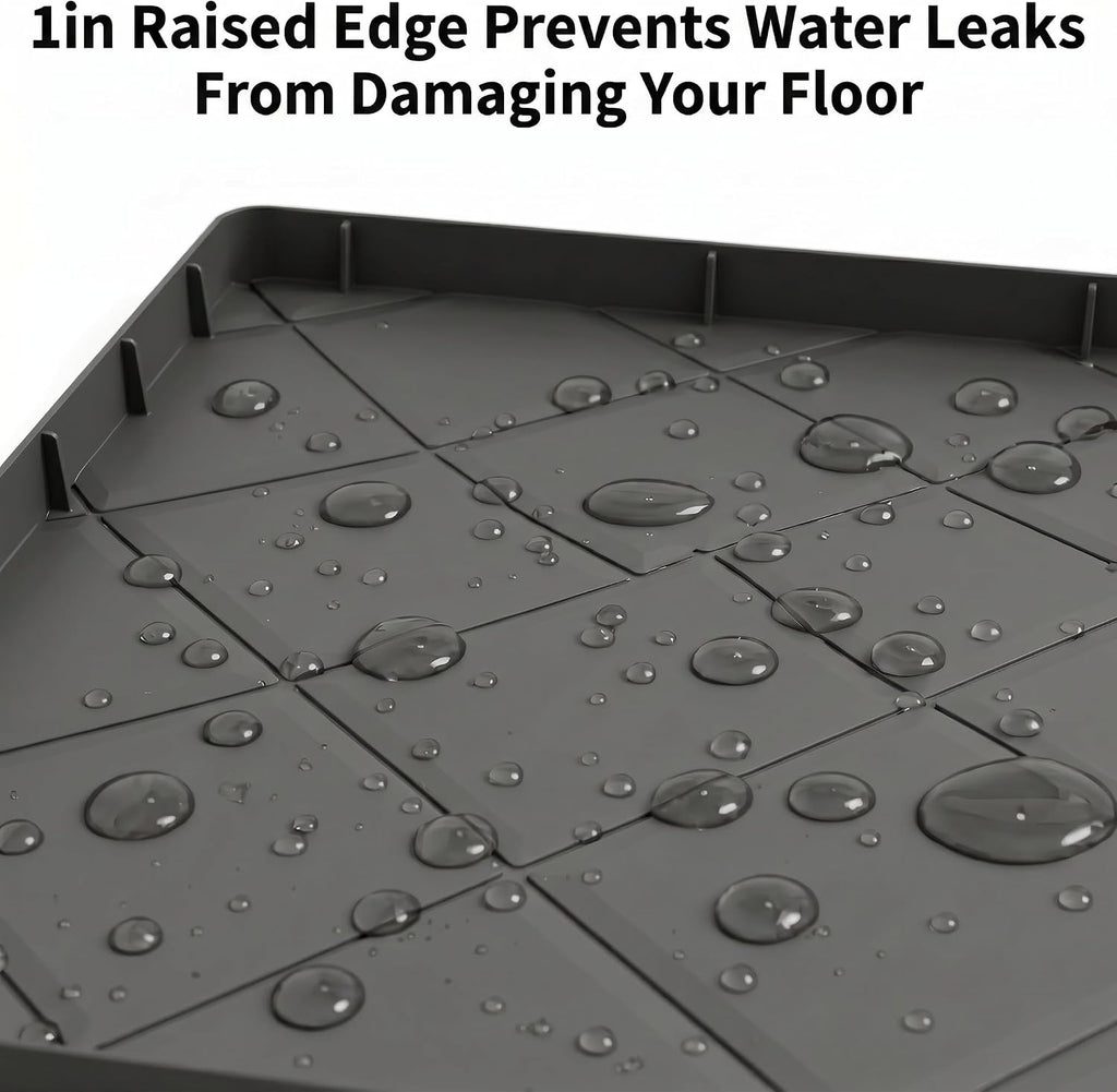 32"x30" Washing Machine Pan Silicone Mat, Upgraded 1" Raised Edges