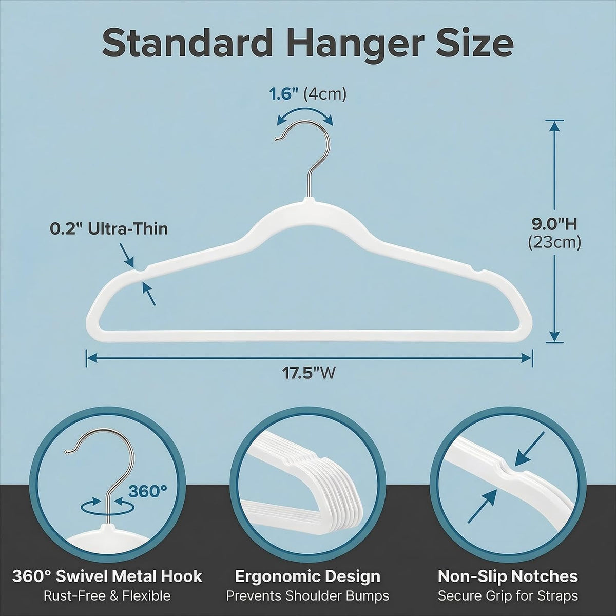 HOUSE DAY Ivory Plastic Hangers 20 Pack - Ultra-Thin Heavy Duty Non-Velvet