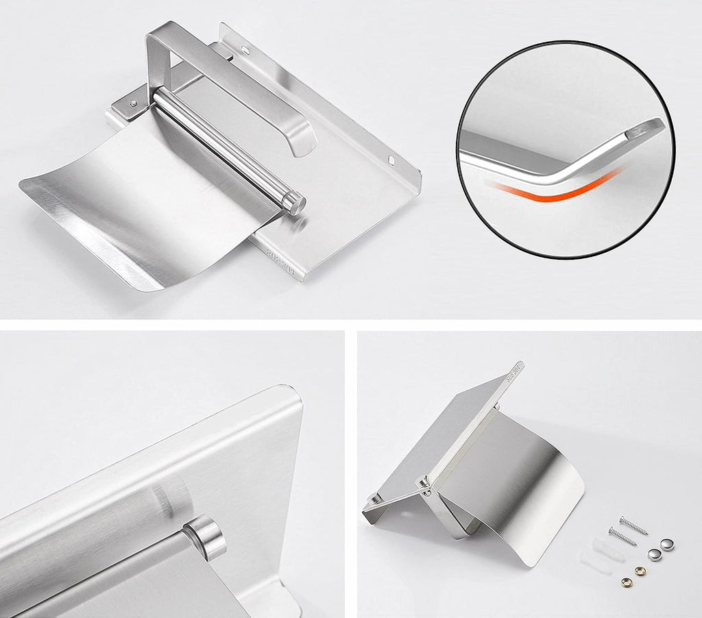 Toilet Paper Holder with Phone Shelf and Waterproof Cover