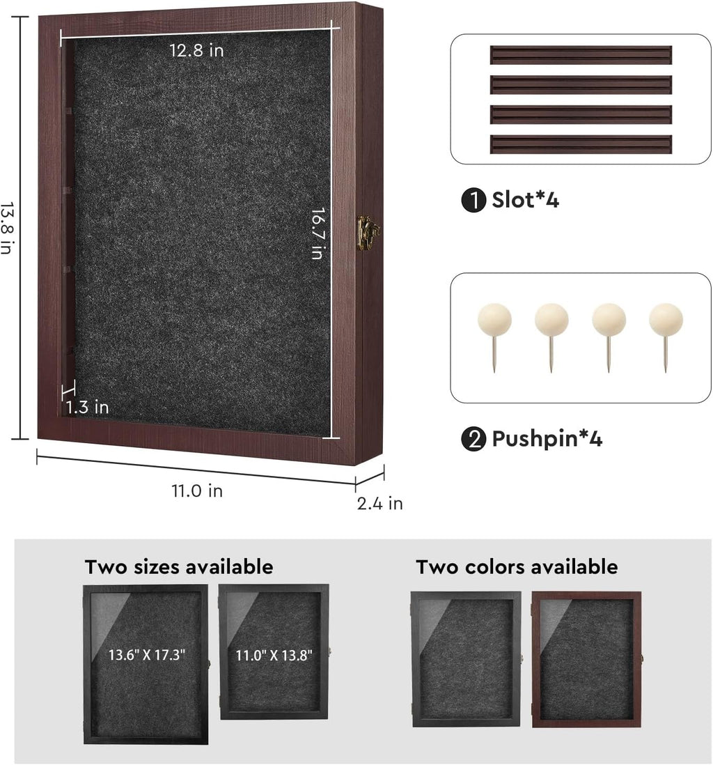AW Bridal Burgundy Shadow Box with Shelves 11x14, Medal Frame Display Case