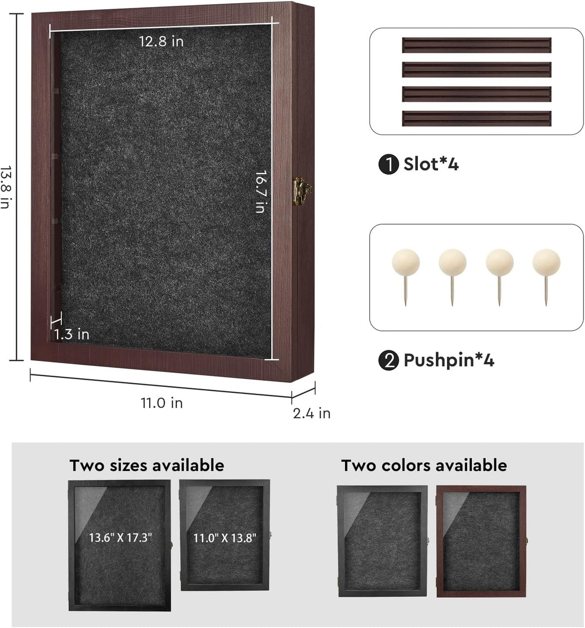 AW Bridal Burgundy Shadow Box with Shelves 11x14, Medal Frame Display Case