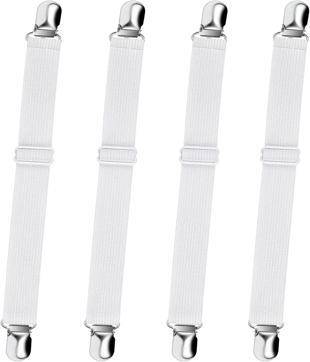 Sopito Sheet Straps, Adjustable Elastic Bed Sheet Holder, 4pcs White