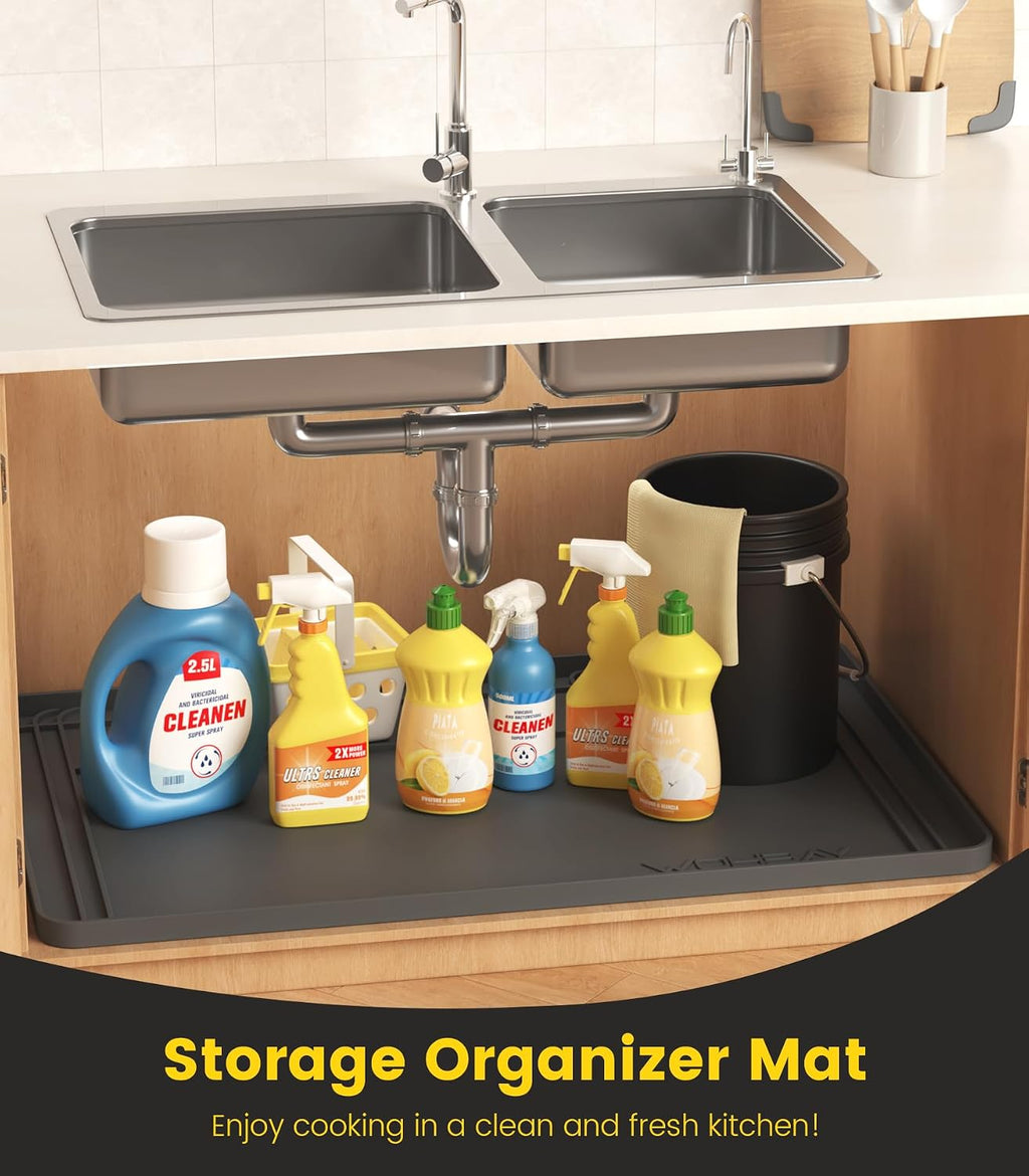 Under Sink Mats for Kitchen Waterproof 34"x22",Grey