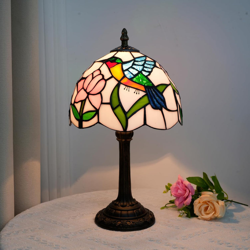 Tiffany Lamp Stained Glass Table Lamp Hummingbird Style Small Bedside Lamps Living Room Dining Room Office Decoration Desk Lamp Home Decoration Creative Gift