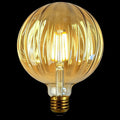 Hand Blown LED Edison Bulb, G40 Watermelon Ribbed Amber Glass, 4W 2500K Vintage Light, E26 Non-Dimmable Decorative Lamp for Farmhouse, Cafe, Bar Pendant Lighting