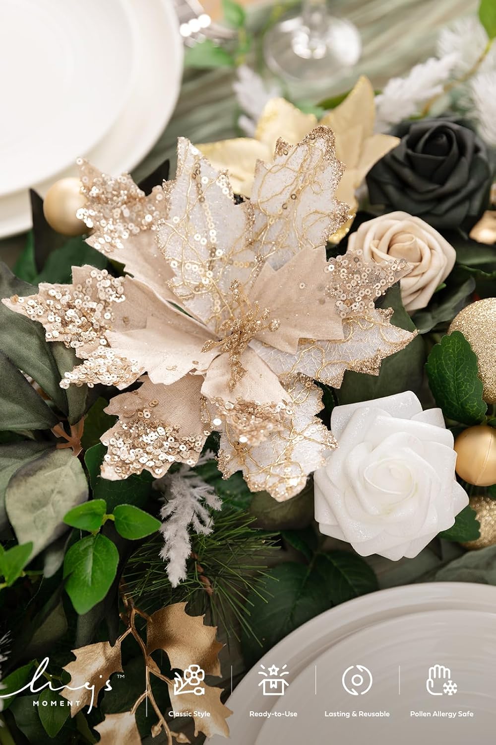 Ling's moment Christmas Artificial Flower Garland Wedding Arch 6 FT