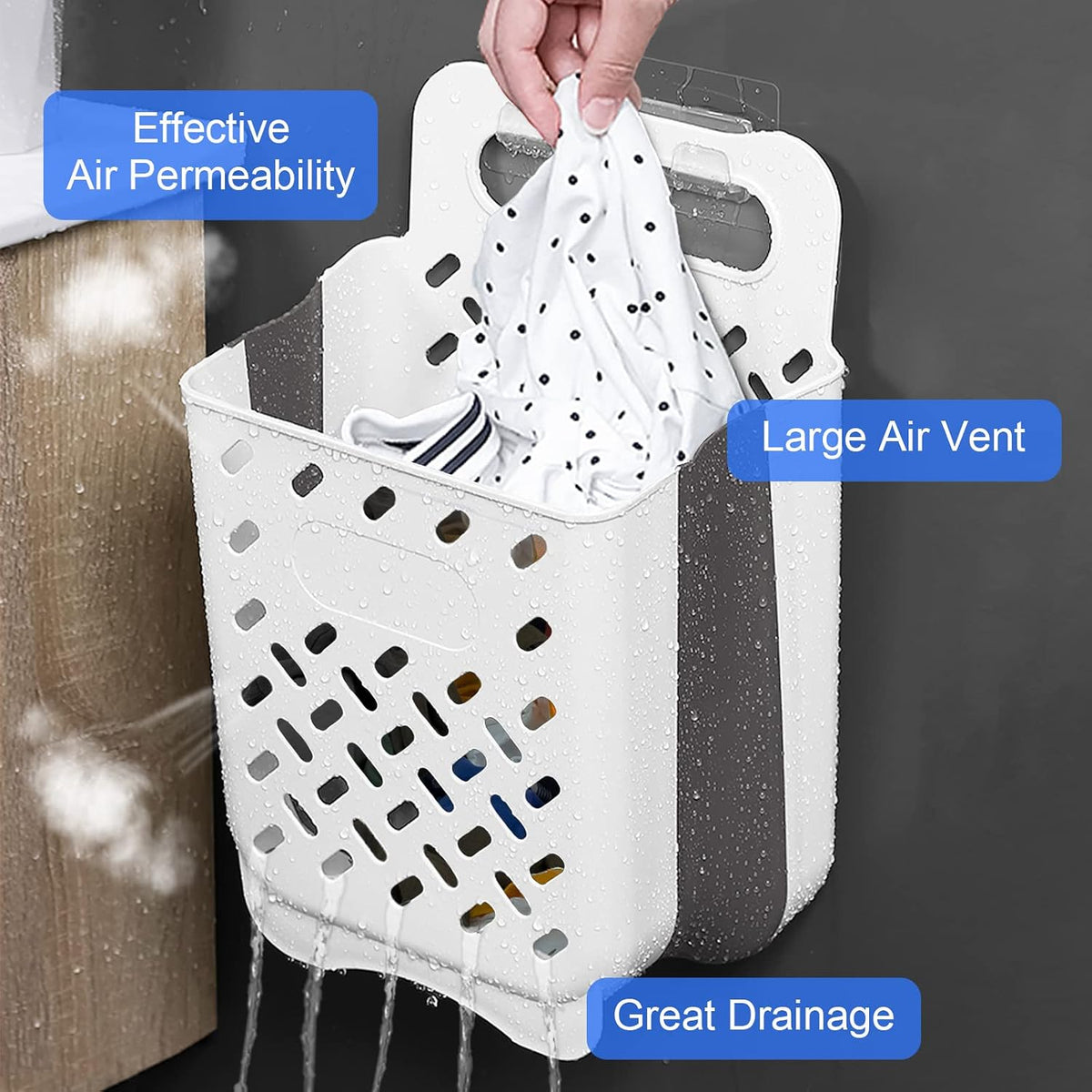 Laundry Basket Hamper,Hanging Wall Collapsible Laundry with Handle,Space-Saving Foldable Storage Dirty Washer Organizer Bin Multi-function Container Waterproof Durable,Set of 2(XL&M)