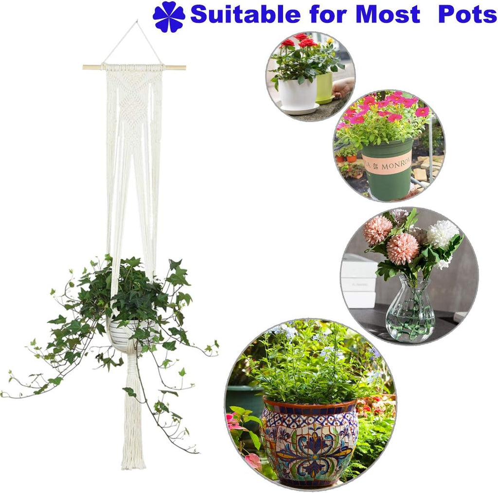 JES&MEDIS 5-Pack Macrame Plant Hangers with 5 Hooks, Different Tiers, Handmade Cotton Rope Hanging Planters Set Flower Pots Holder Stand, for Indoor Outdoor Boho Home Decor