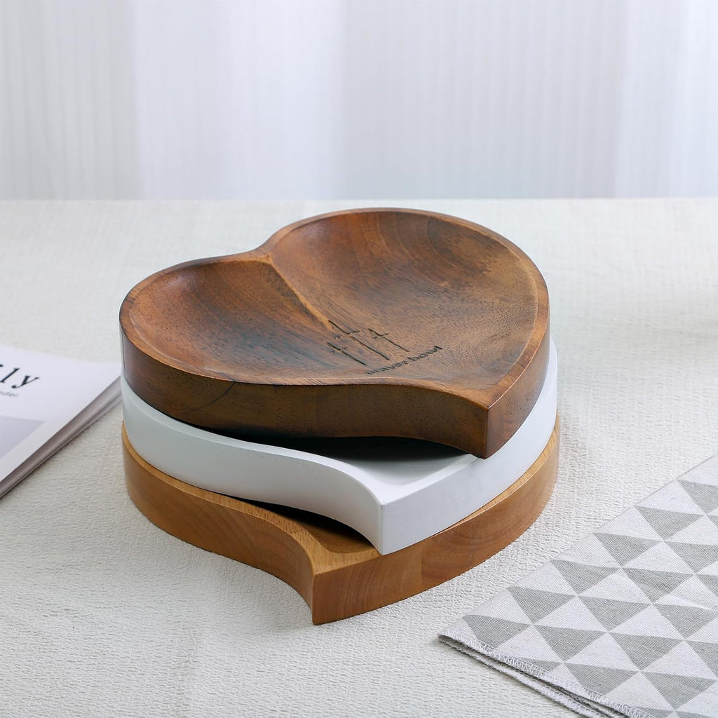 Heart Prayer Bowl Wooden with 24 Prayer Cards, Christian Congregation Religious Prayer Gifts (White-2)