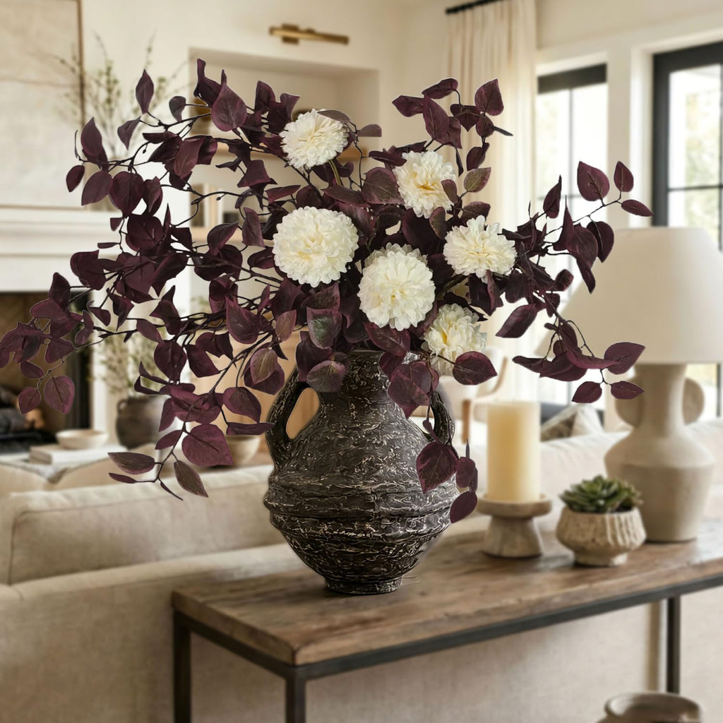 6PCS Cream Mums Long Stem Faux Fall Flowers Realistic Artificial Fall Flowers Indoor 25.5" Faux Silk Mums Flower Stems for Vases Flowers Artificial for Decoration Farmhouse Home Decor