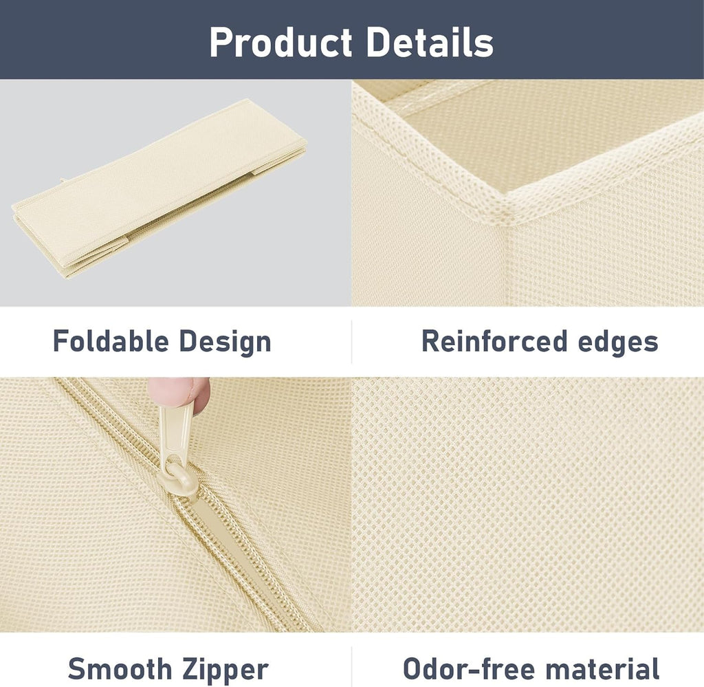 DIMJ Drawer Organizer Clothes, 8 Pack Dresser Organizer, Foldable Closet Organizers and Storage, Fabric Dresser Bins, Drawer Dividers for Nursery, Baby Clothes, Underwears, Sock (Beige)