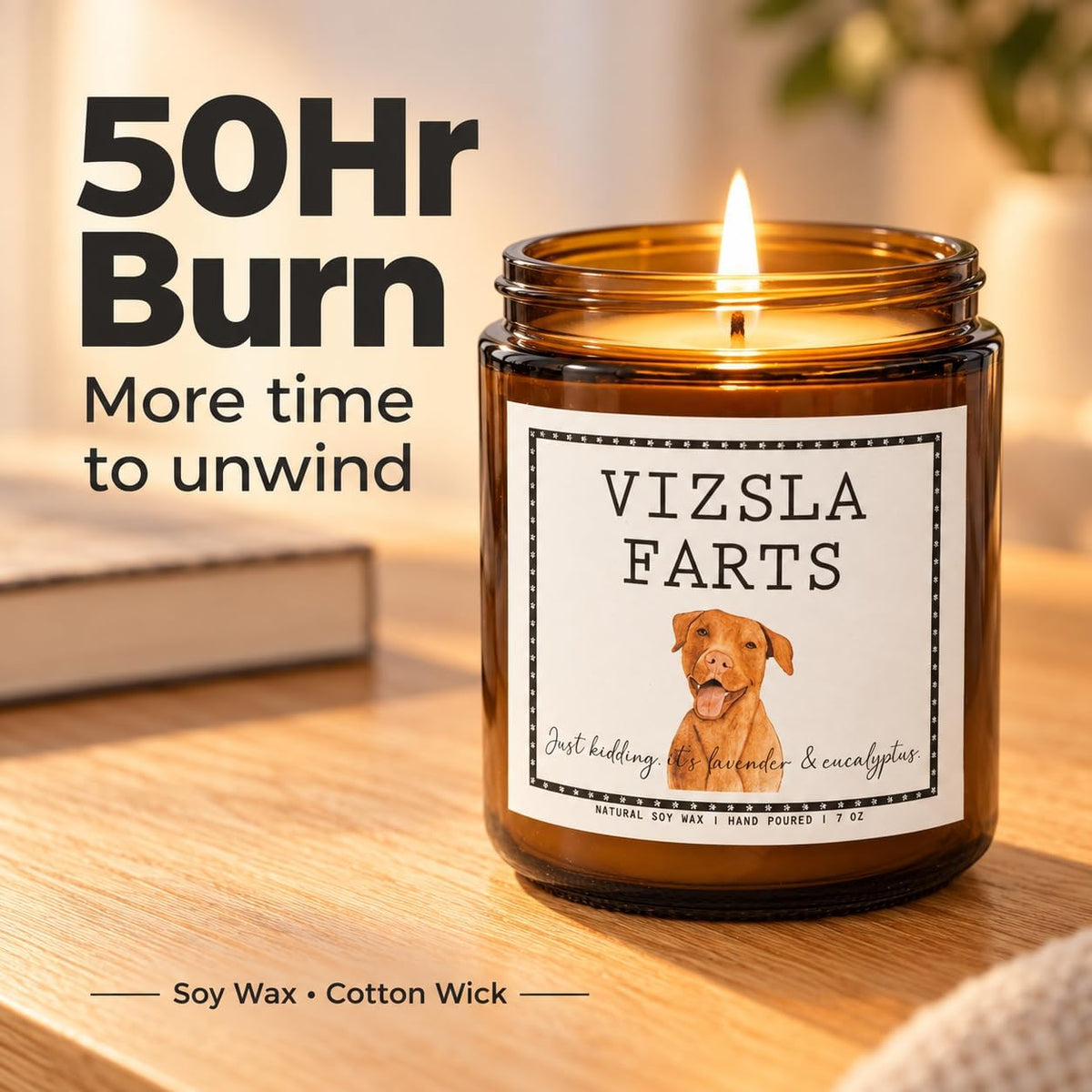 Vizsla Gifts & Decor, Dog Mom Gifts - Lavender & Eucalyptus Candle