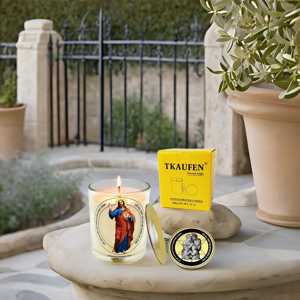 Sacred Heart of Jesus Frankincense Lavender Scented Candle 50H