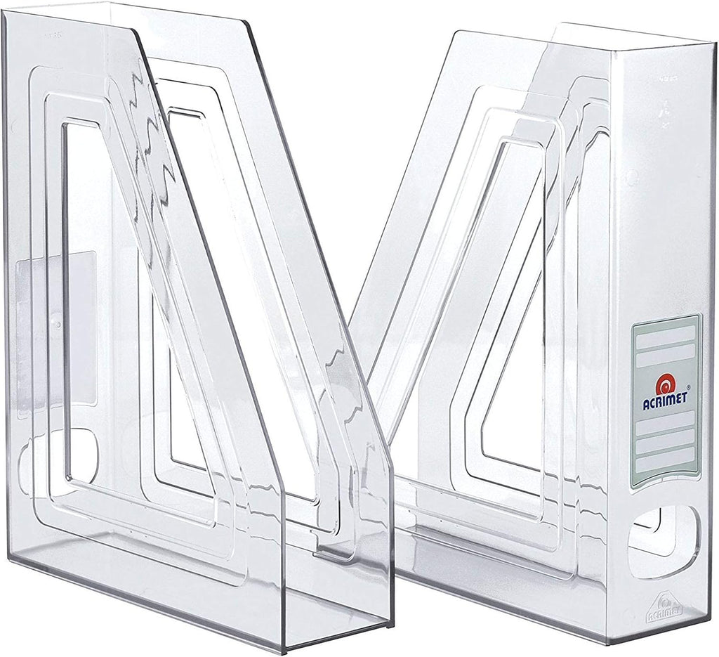Acrimet Magazine File Holder, Vertical Desk Organizer, Clear, 2 Pack