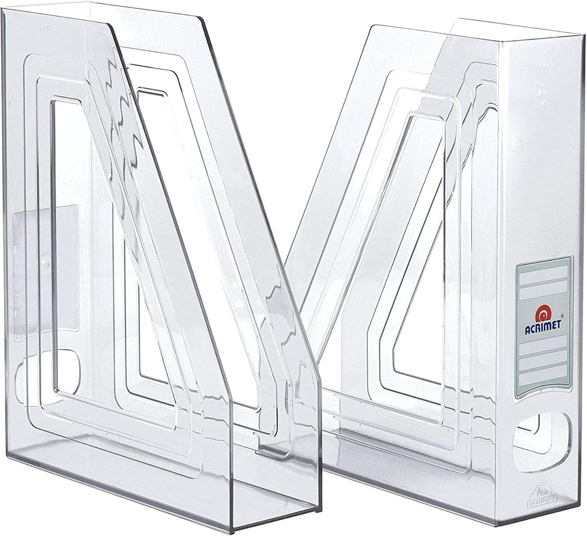 Acrimet Magazine File Holder, Vertical Desk Organizer, Clear, 2 Pack