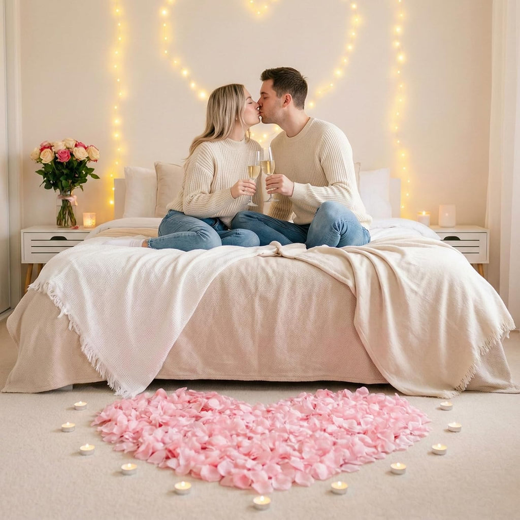 Anwyll 3000Pcs Pink Rose Petals - Artificial Faux Flowers Fake Rose Petals for Wedding Proposal Engagement Romantic Night Anniversary Valentine's Galentine's Day Decoration Home Room Party Decor