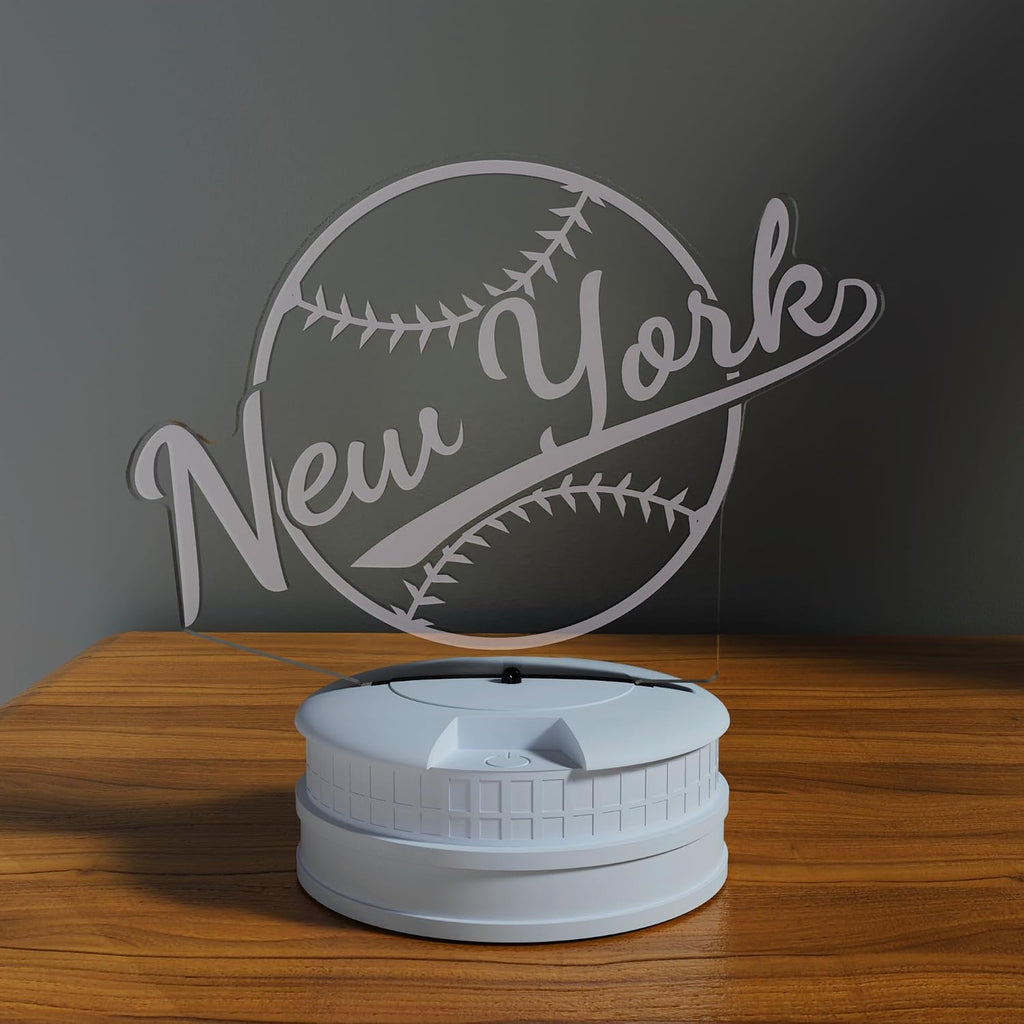 CLORURBANLIVE 3D Baseball New York Night Light 3D Illusion Lamp with Remote Control 16 Color Options Sports Decor Lighting for Fans - Multicoloured OneSize