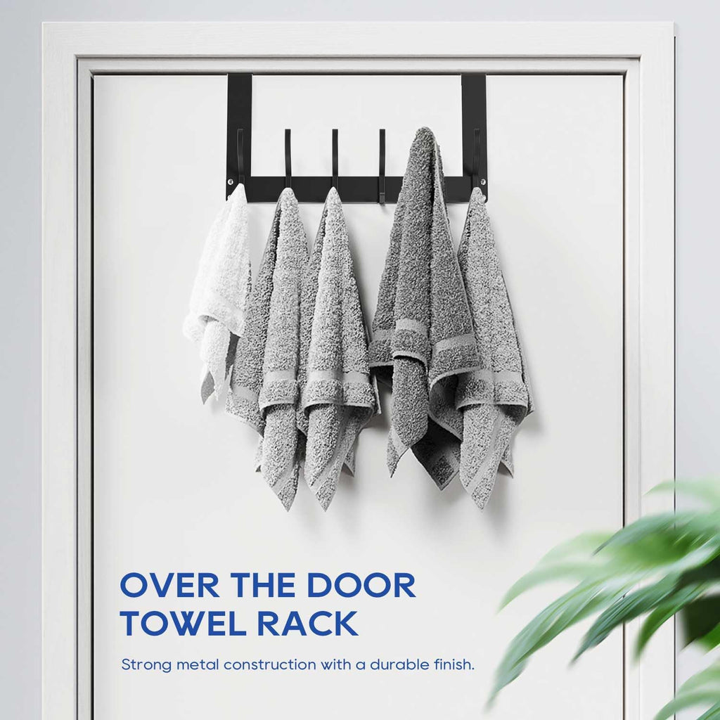 No Assembly Over The Door Hooks, Door Hanger, Door Coat Rack, Black