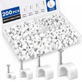 Cable Wire Clips 4mm 6mm 8mm 10mm (Pack of 200) Cable Management RG6 RG59 CAT5 CAT6 RJ45 Electrical Ethernet Dish TV Speaker Wire Cord Tie Holder Single Coaxial Nail Clamps